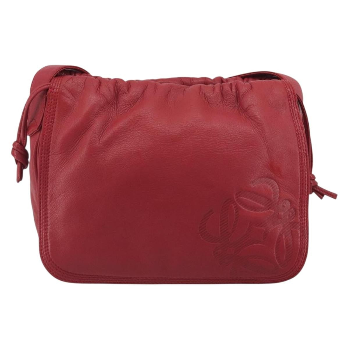 Loewe Anagram Leather, Red, Leather, Shoulder Bag