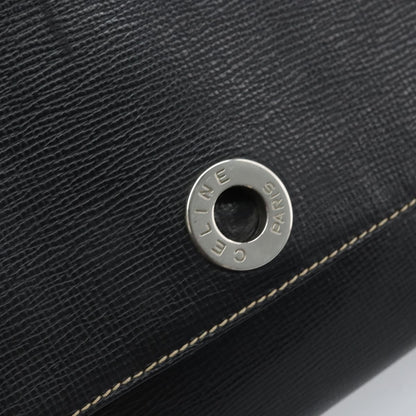 Celine Vintage Circle Logo Leather, Black, Leather, Crossbody Bag