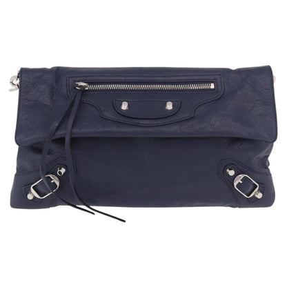 Balenciaga Classic Studs Envelope Strap Clutch Leather, Navy, Leather, Clutch