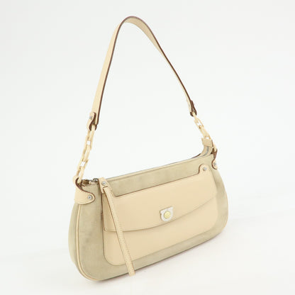 Salvatore Ferragamo Gancini Suede, Beige, Suede, Crossbody Bag