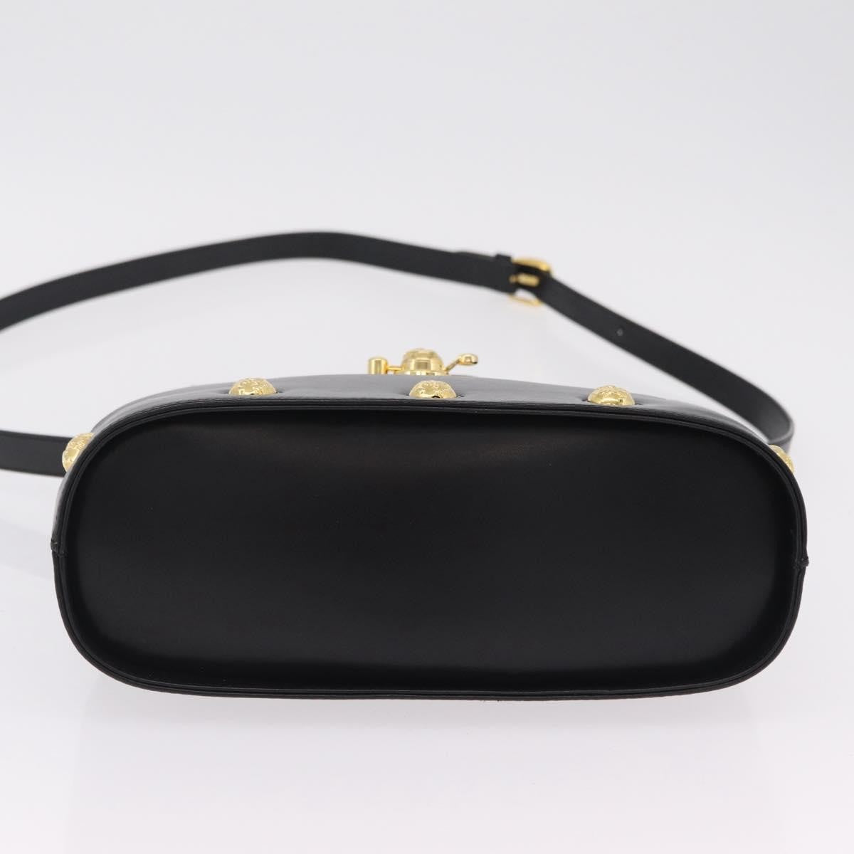 Salvatore Ferragamo Vintage Flap Lock Studded Leather, Black, Leather, Handbag