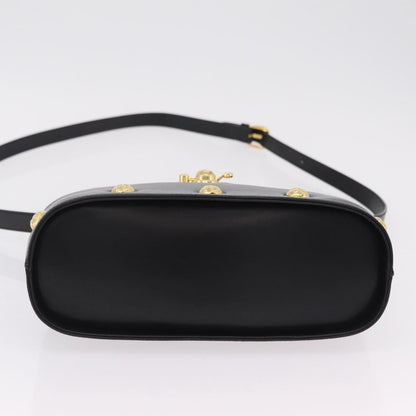Salvatore Ferragamo Vintage Flap Lock Studded Leather, Black, Leather, Handbag