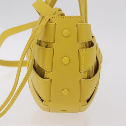 Bottega Veneta Shell Leather, Yellow, Leather, Handbag