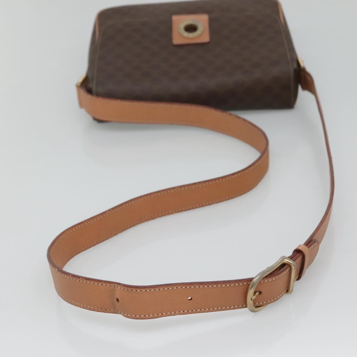 Celine Vintage Macadam Circle Logo Canvas and Leather, Brown, Canvas, Shoulder Bag