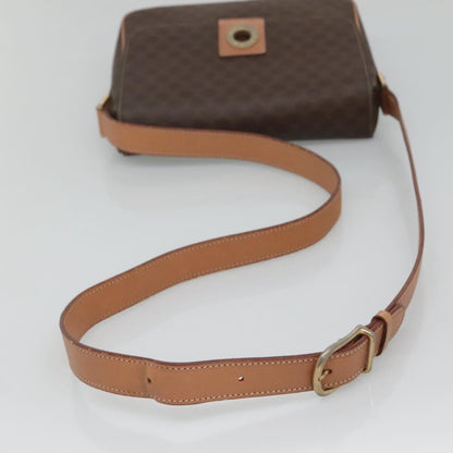 Celine Vintage Macadam Circle Logo Canvas and Leather, Brown, Canvas, Shoulder Bag