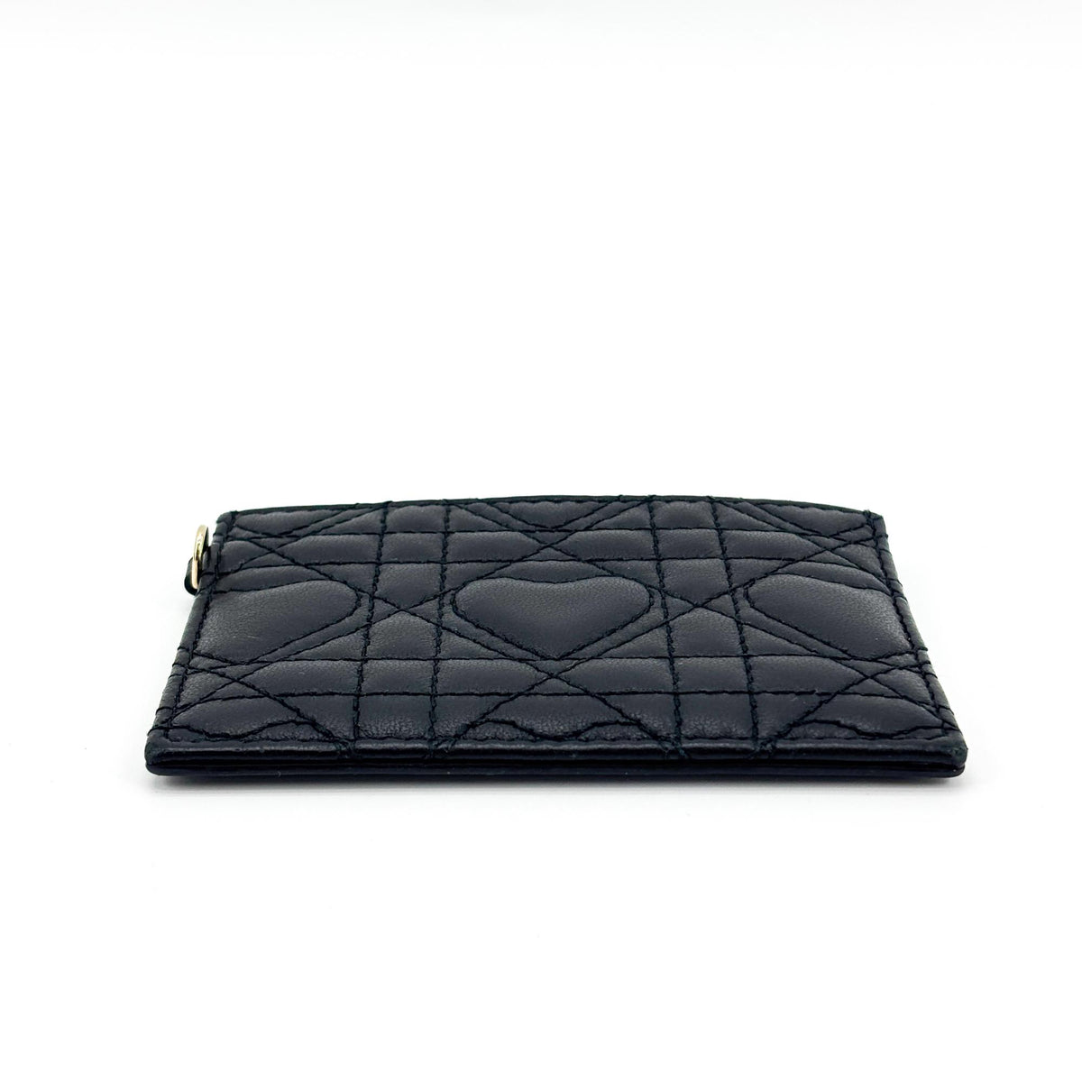 Christian Dior Lady Dior Card Holder Cannage Quilt Lambskin, Black, Leather, Card Holder
