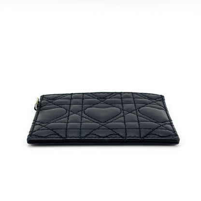 Christian Dior Lady Dior Card Holder Cannage Quilt Lambskin, Black, Leather, Card Holder