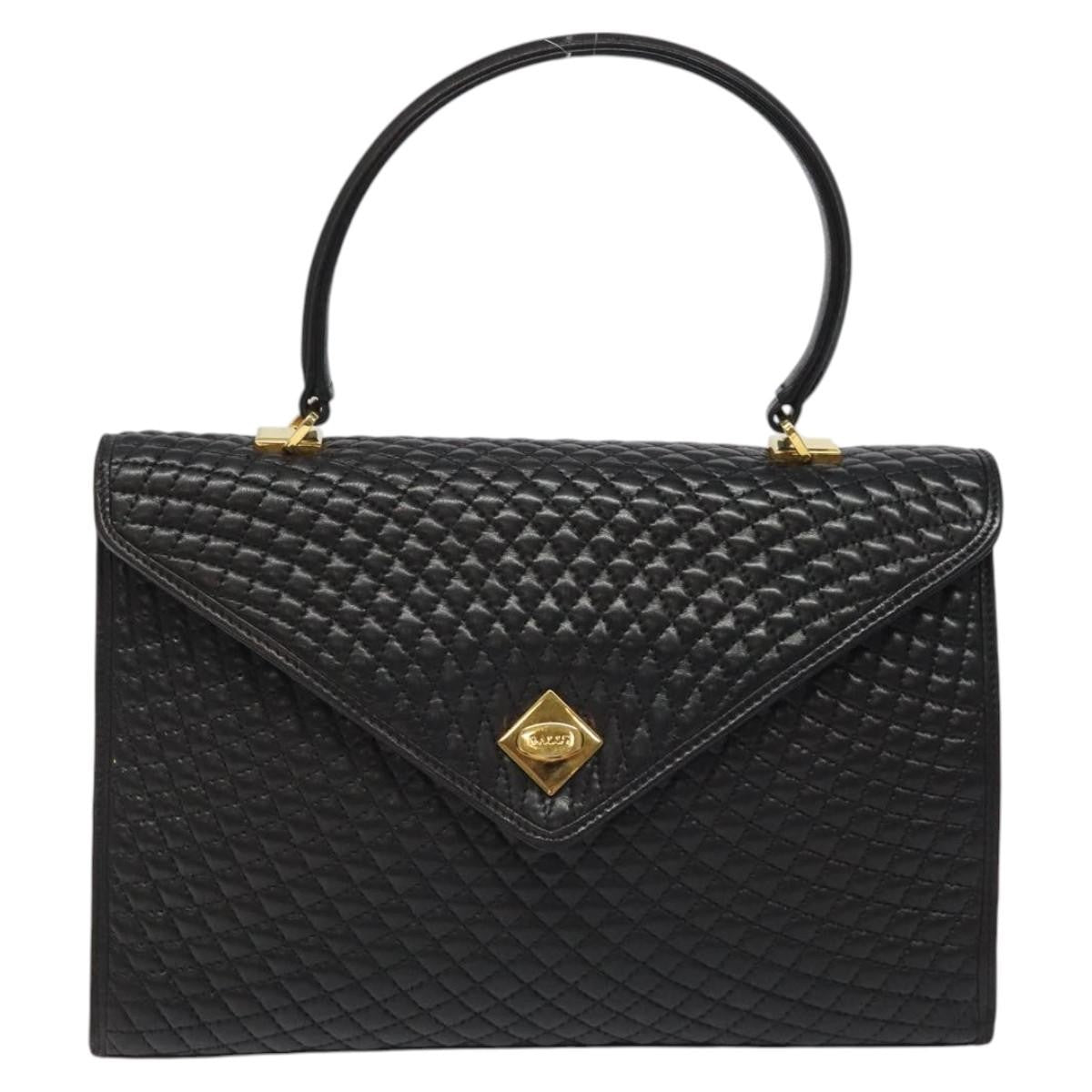 Bally Vintage Quilted Leather, Black, Leather, Handbag