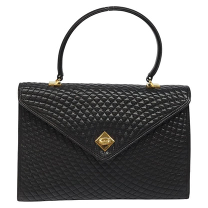 Bally Vintage Quilted Leather, Black, Leather, Handbag
