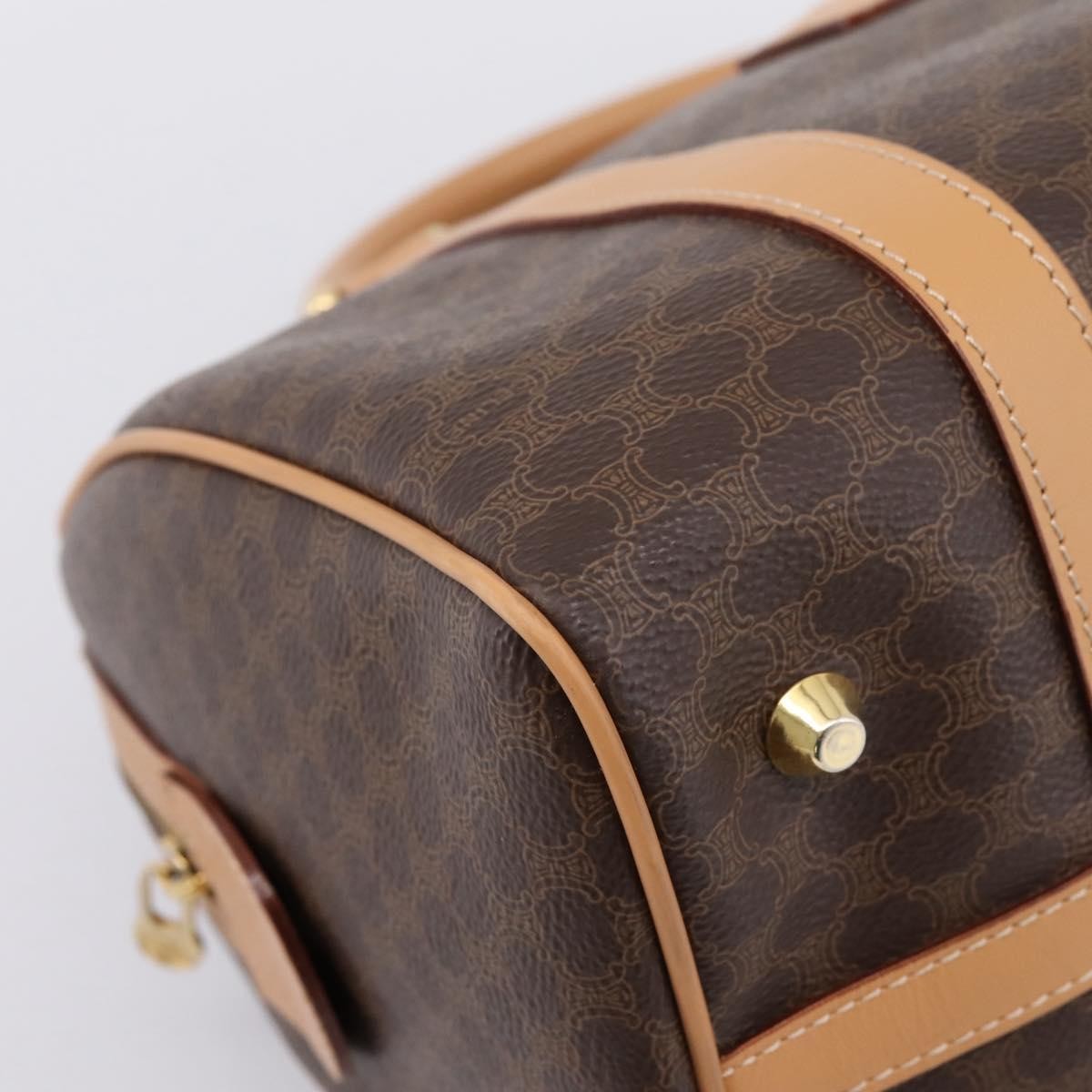 Celine Boston Triomphe XL Coated Canvas, Brown, PVC, Handbag