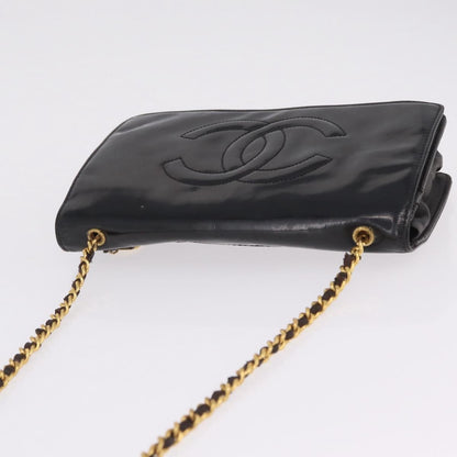 Chanel Vintage CC Wallet on Chain Patent, Black, Patent Leather, Crossbody Bag