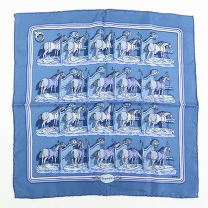 Hermes Carré 42 Silk, Blue, Silk, Scarf