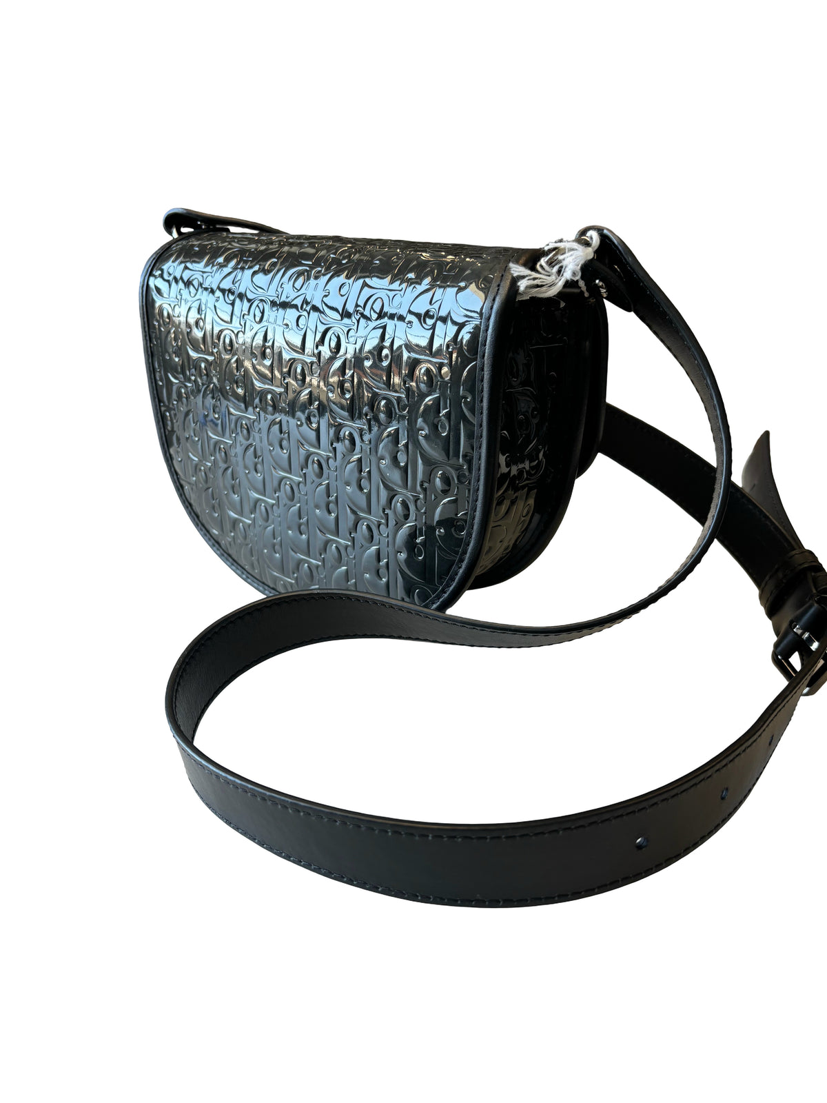 Christian Dior Saddle Messenger Patent Leather, Black, Patent Leather, Shoulder Bag
