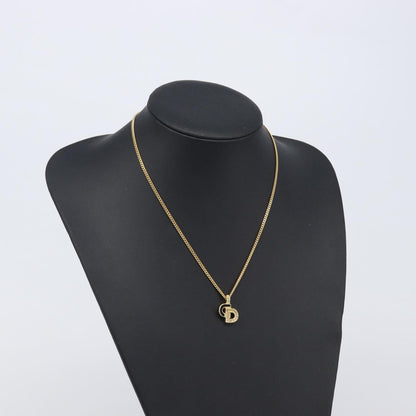 Christian Dior CD Pendant Metal, Gold, Metal, Necklace