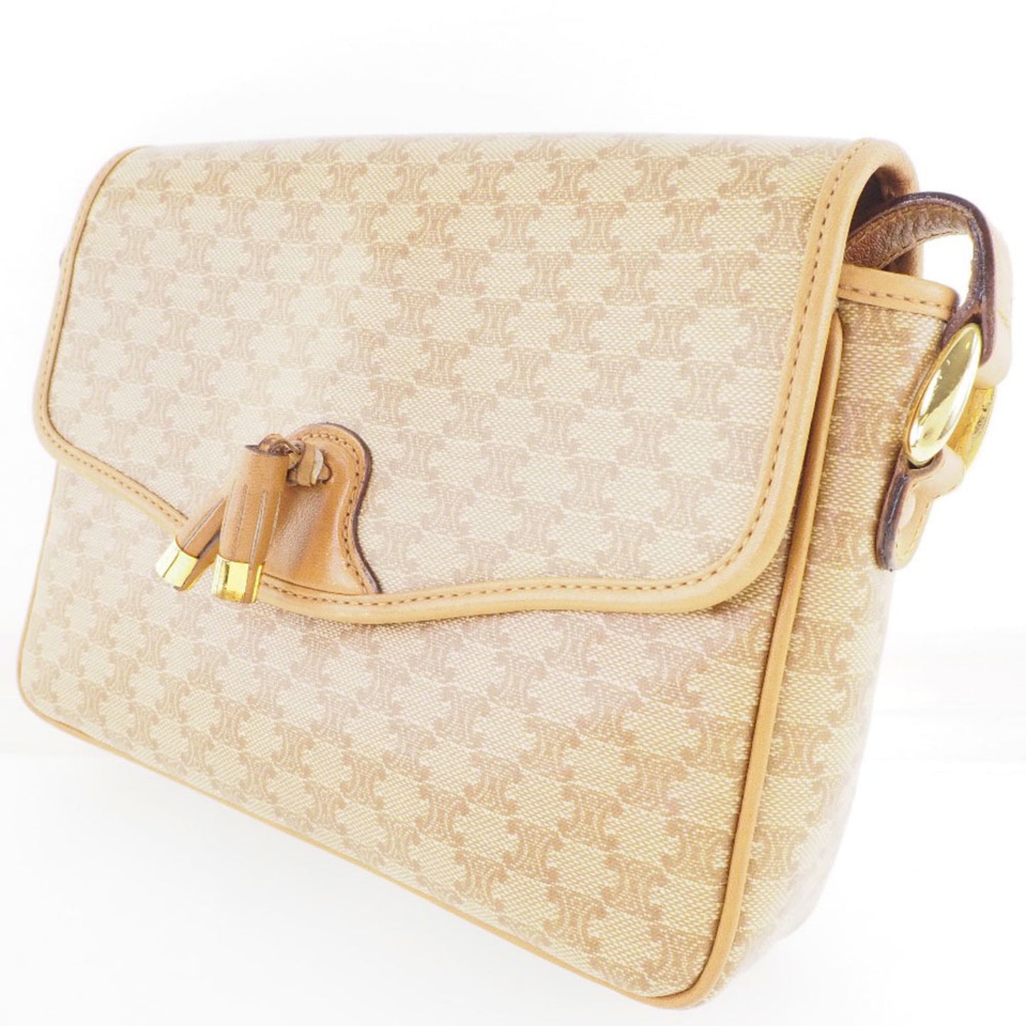 Céline Macadam, Beige, Canvas, shoulder