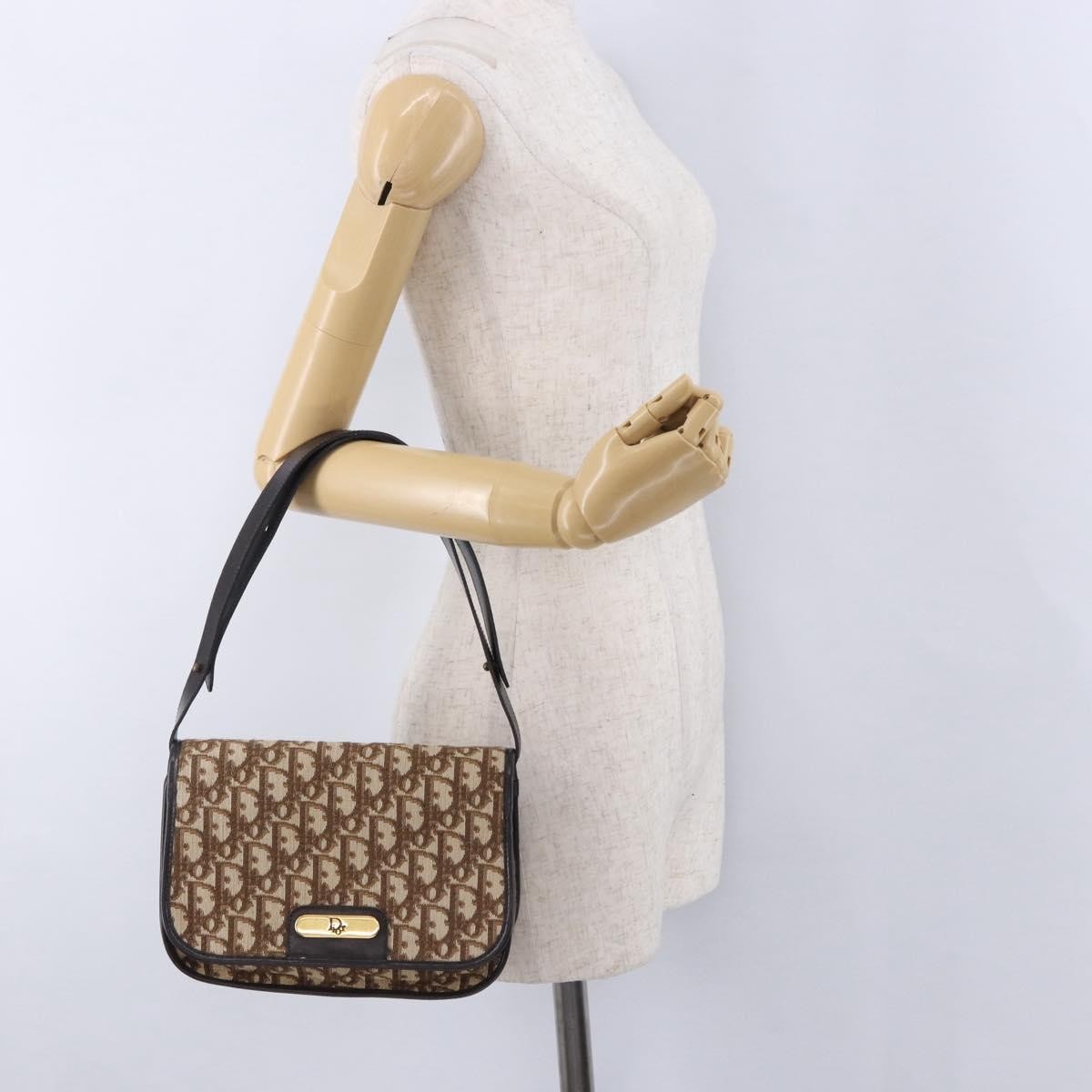 Christian Dior Trotter shoulder bag Sequins, Beige, Canvas, Shoulder Bag