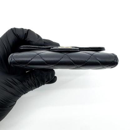 Chanel Classic Flap Card Holder Quilted Caviar, Black, Leather, Card Holder