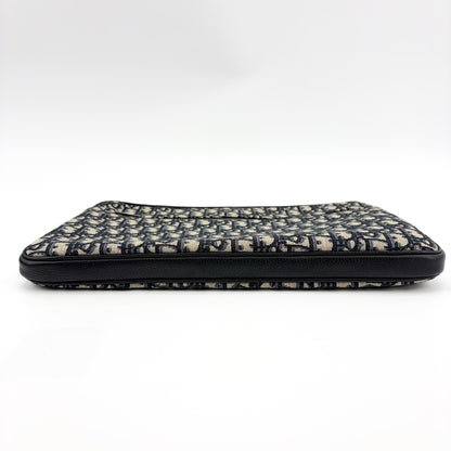 Christian Dior A4 Zip Oblique Canvas, Beige, Canvas, Clutch