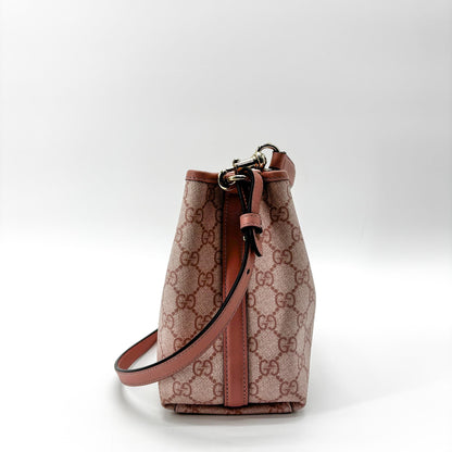 Gucci GG Emblem Bucket Bag GG Coated Canvas, Pink, Canvas, Shoulder Bag