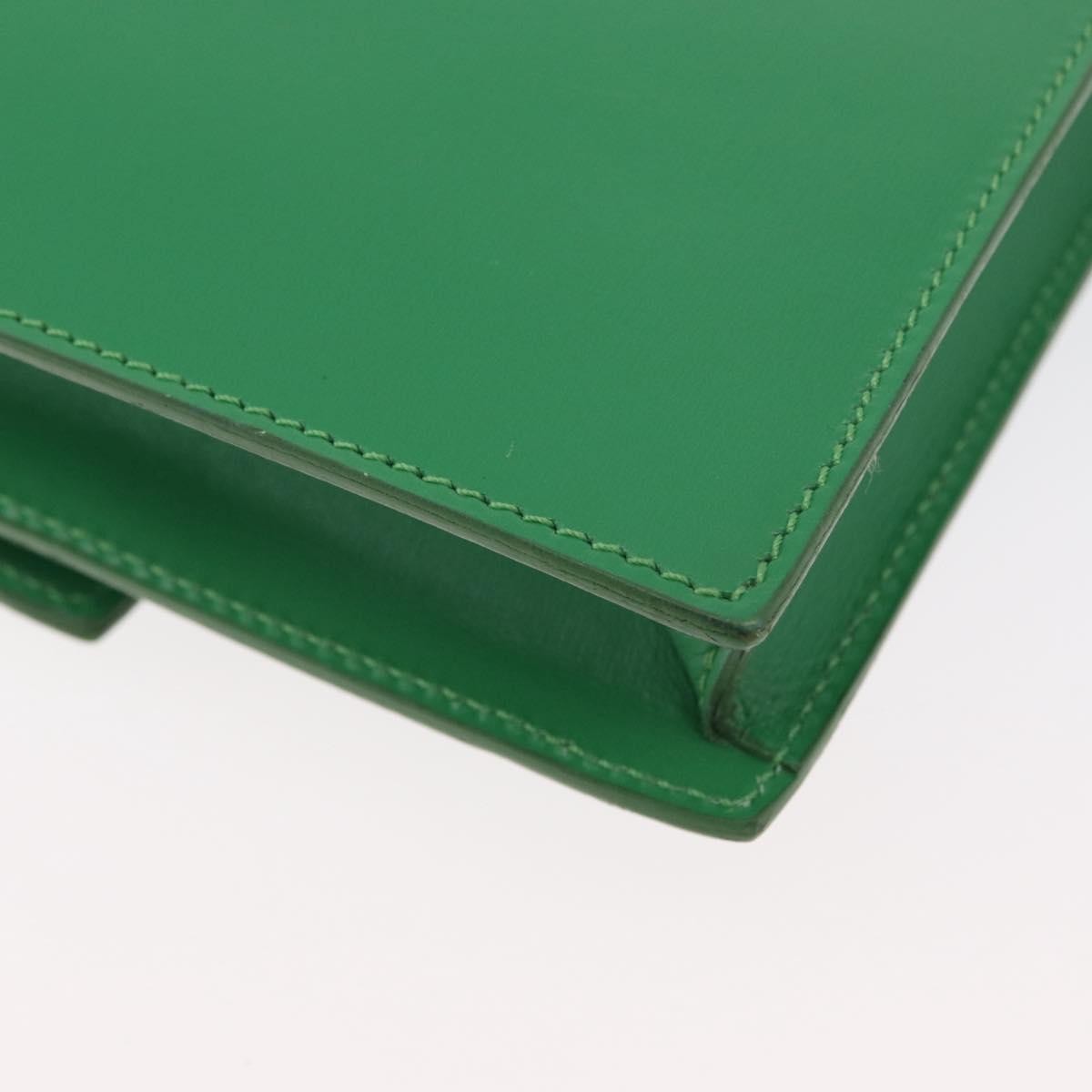 Celine Circle Logo Leather, Green, Leather, Shoulder Bag