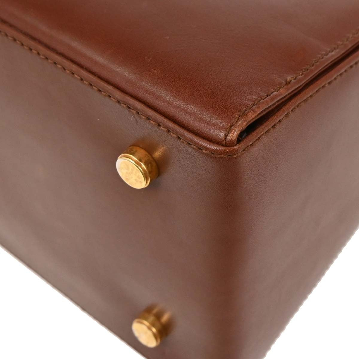 Salvatore Ferragamo Gancini Convertible Top Handle Leather, Brown, Leather, Handbag