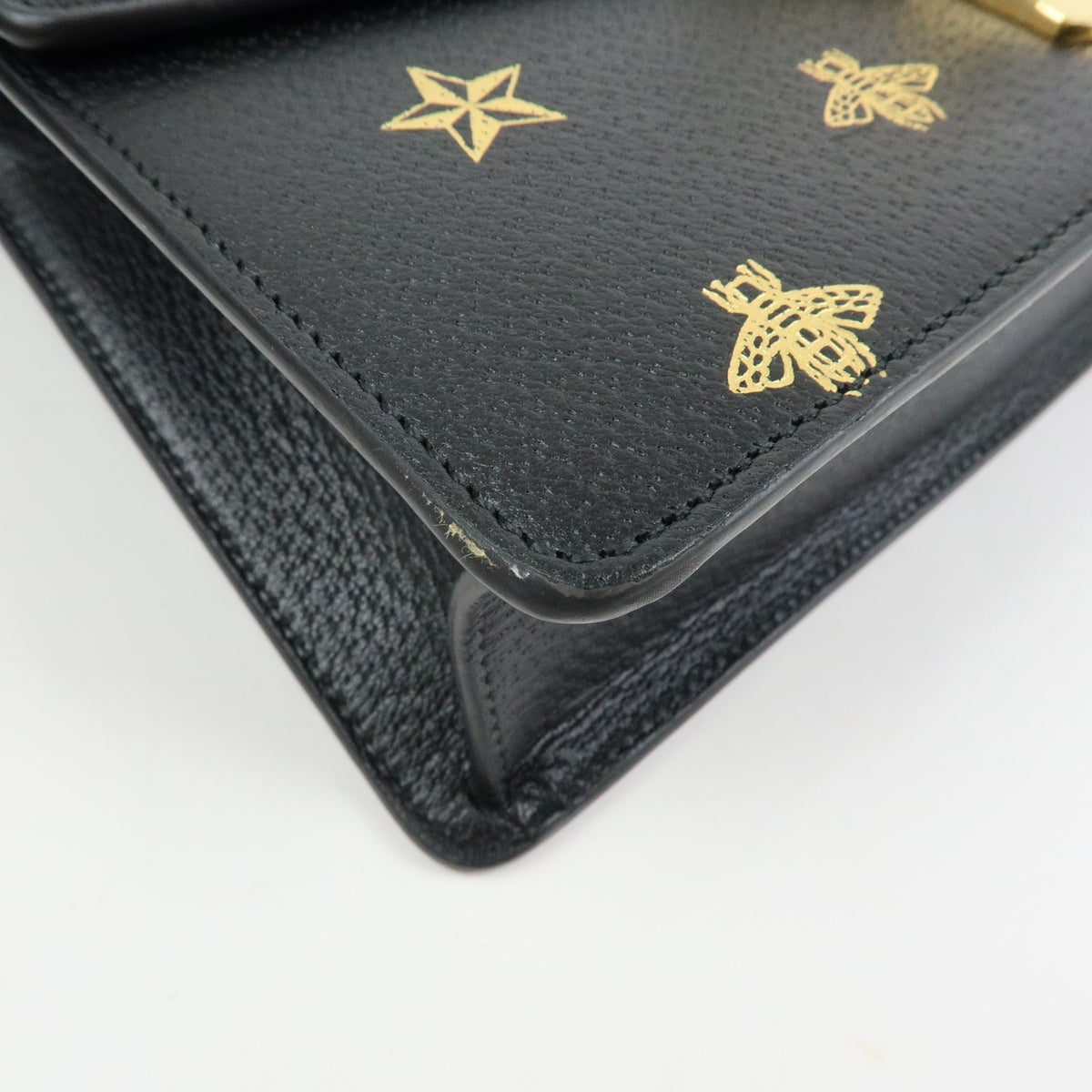 Gucci Sylvie Printed Leather, Black, Leather, Shoulder Bag