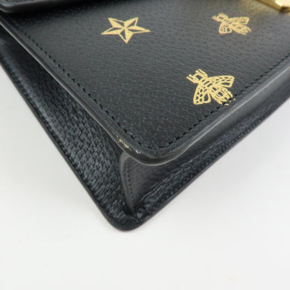 Gucci Sylvie Printed Leather, Black, Leather, Shoulder Bag