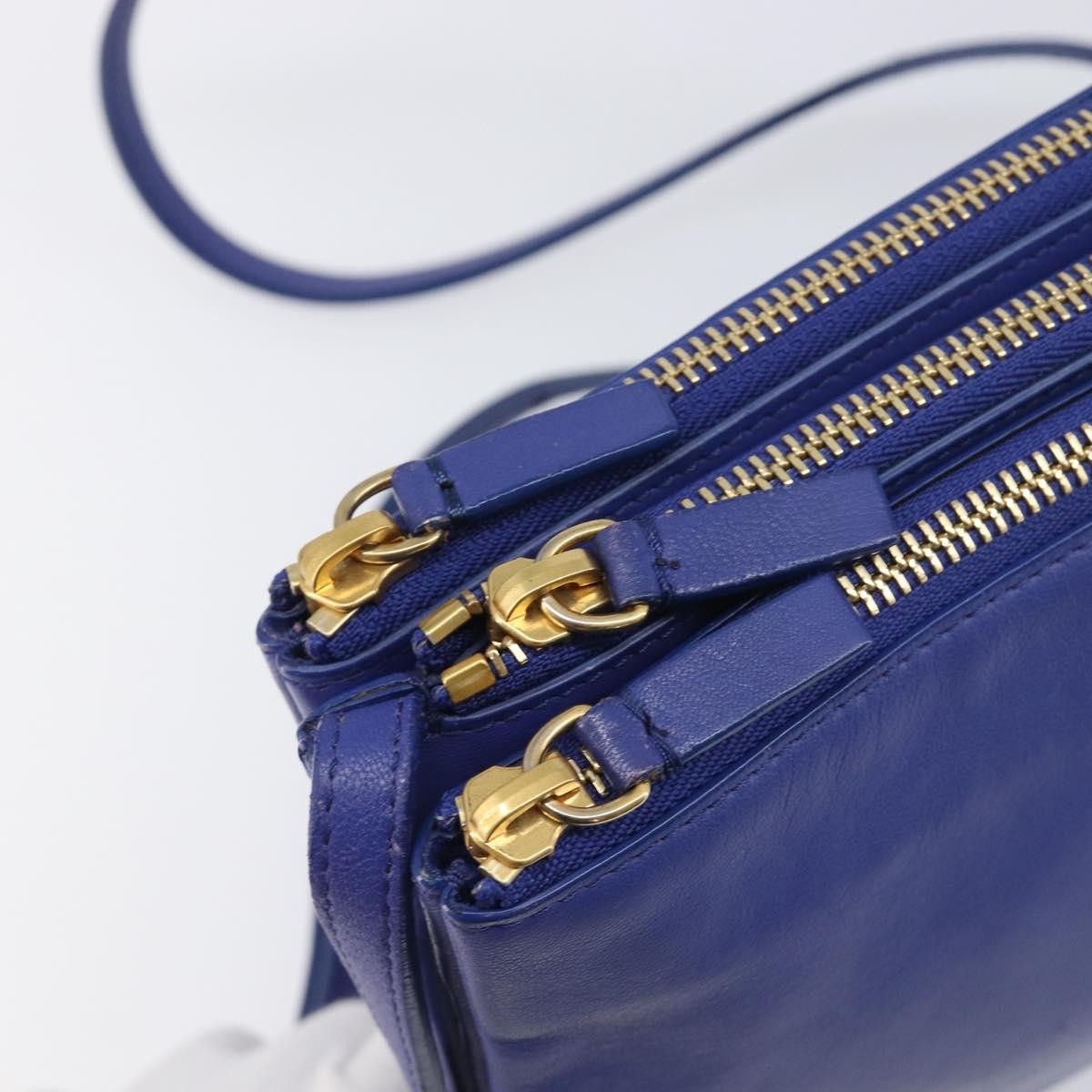 Celine Trio Leather, Blue, Leather, Shoulder Bag