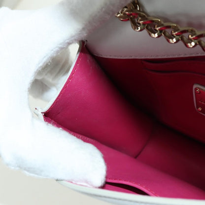 Salvatore Ferragamo Vala Chain Leather, White, Leather, Shoulder Bag