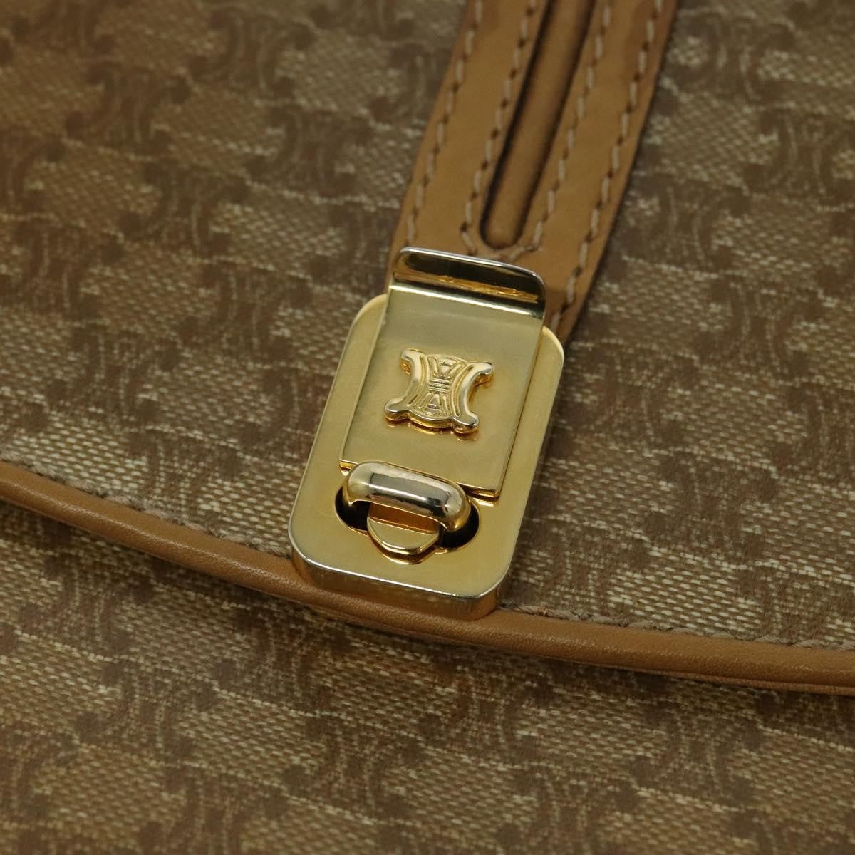Celine Vintage Macadam Canvas and Leather, Beige, Canvas, Shoulder Bag