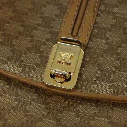 Celine Vintage Macadam Canvas and Leather, Beige, Canvas, Shoulder Bag
