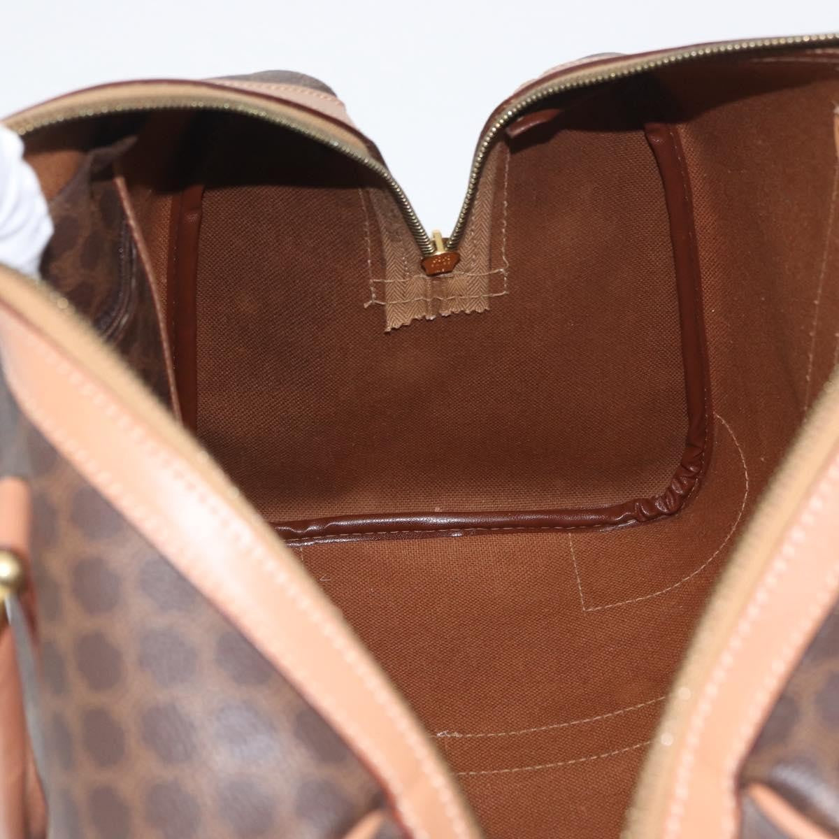 Celine Vintage Duffle Macadam Coated Canvas, Brown, PVC, Handbag