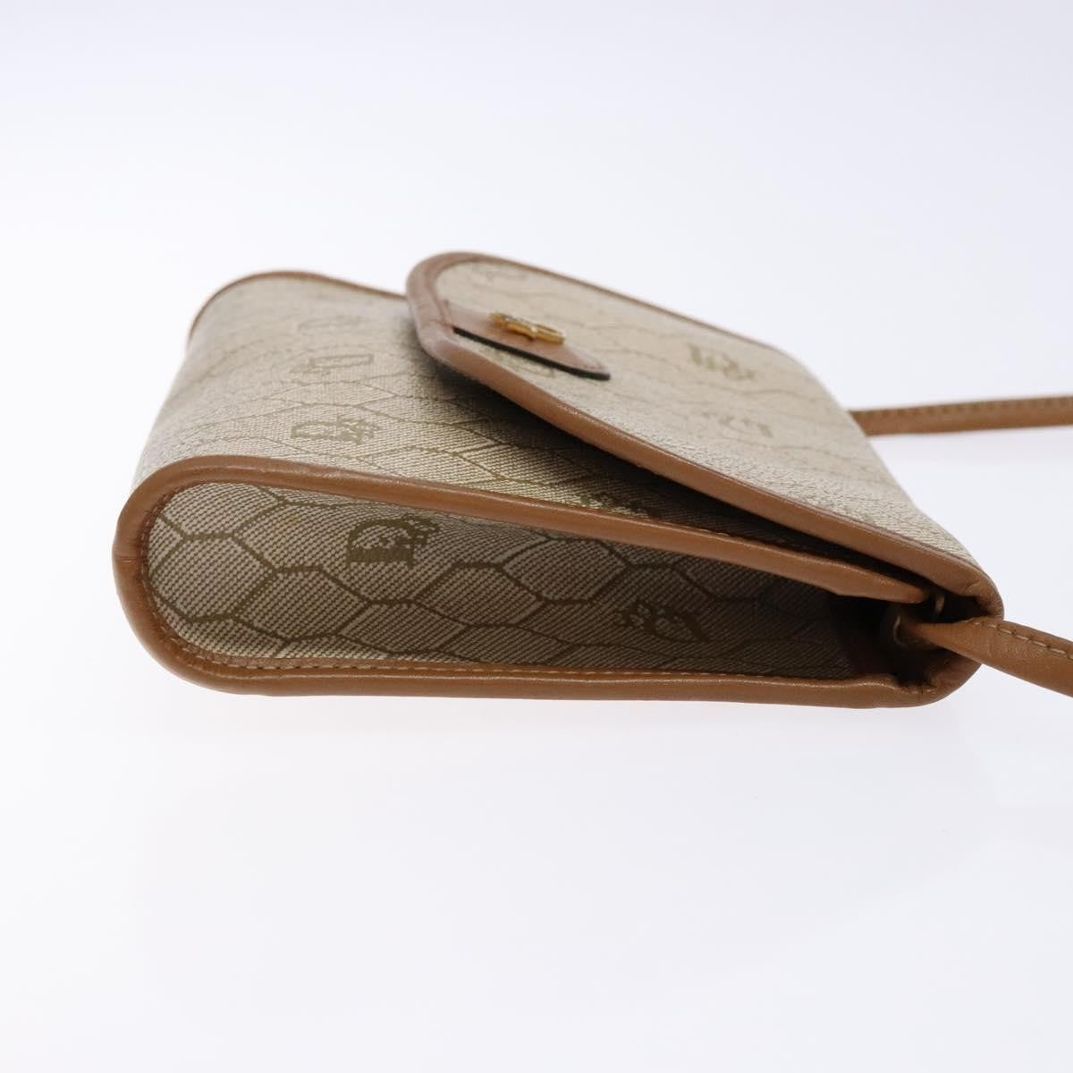 Christian Dior Vintage Honeycomb Flap Coated Canvas, Beige, PVC, Wallet