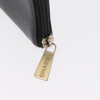 Chanel CC Zip Around Wallet Stitched Lambskin, BLACK, LEATHER, Wallets