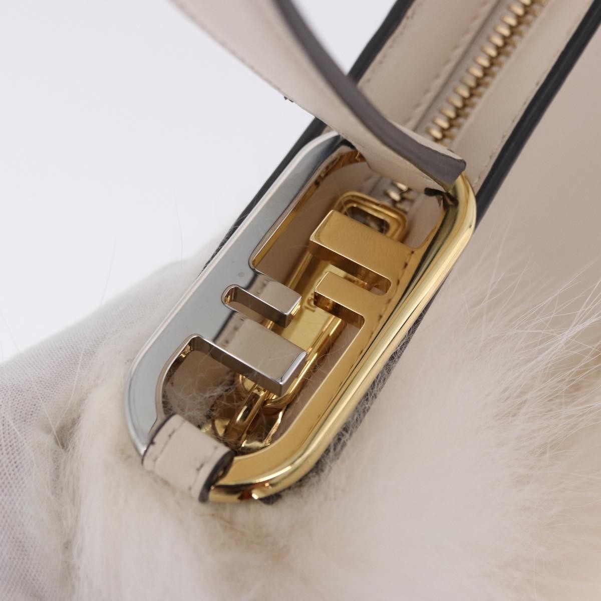 Fendi O'Lock Swing Leather with Fur, White, Leather, Shoulder Bag