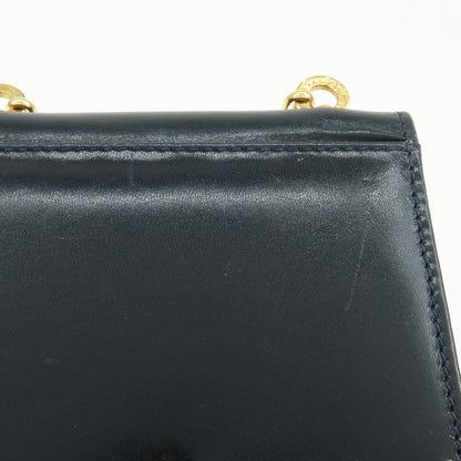 Salvatore Ferragamo Gancini Leather, Navy, Leather, Crossbody Bag