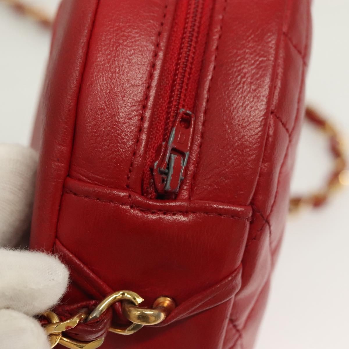Chanel Vintage Round Tassel Quilted Lambskin, Red, Leather, Shoulder Bag