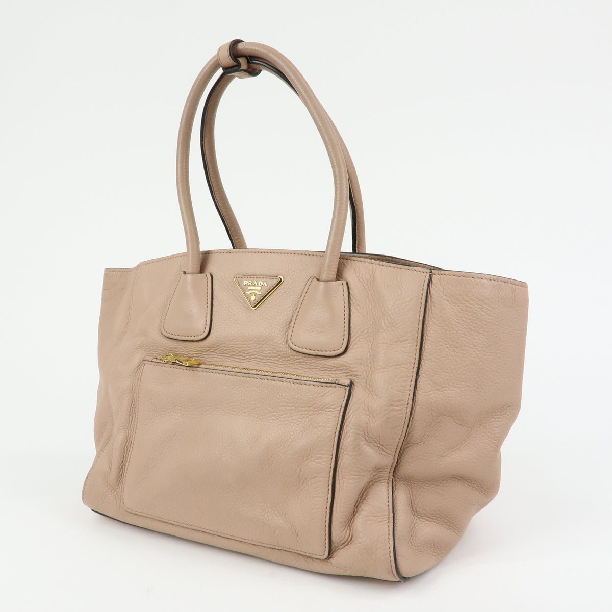 Prada Front Pocket Wing Convertible Vitello Daino, Beige, Leather, Tote Bag