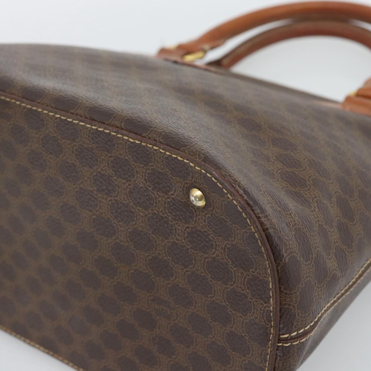 Celine Vintage Handbag Toile Céline, Brown, PVC, Handbag