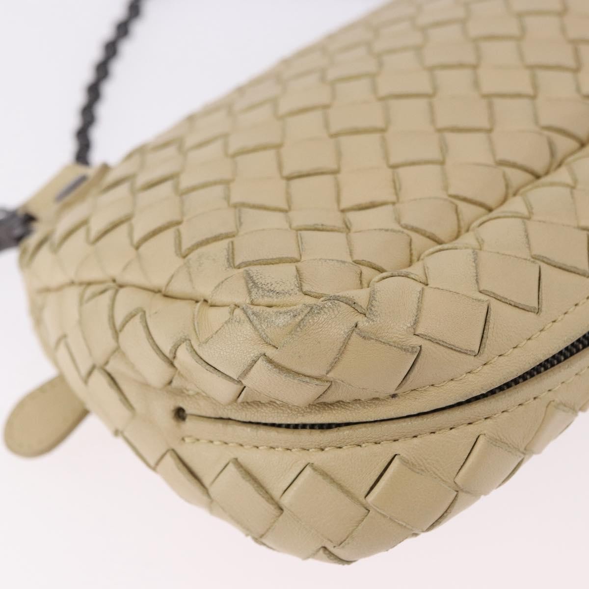 Bottega Veneta Intrecciato Shoulder Leather, Beige, Leather, Shoulder Bag