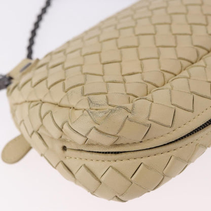 Bottega Veneta Intrecciato Shoulder Leather, Beige, Leather, Shoulder Bag