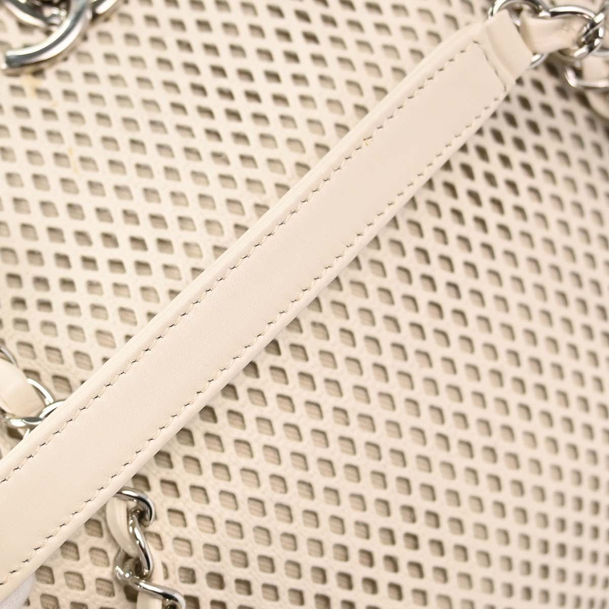 Chanel Up In The Air Top Handle Perforated Leather, White, Leather, Tote Bag