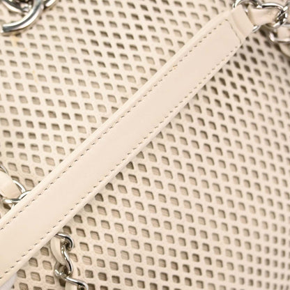 Chanel Up In The Air Top Handle Perforated Leather, White, Leather, Tote Bag