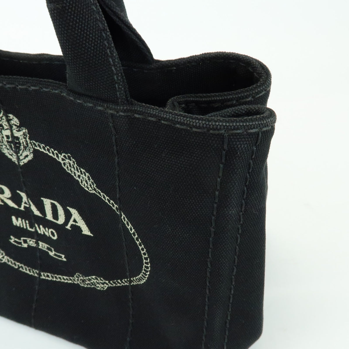 Prada Canapa Canvas, Black, Canvas, Tote Bag