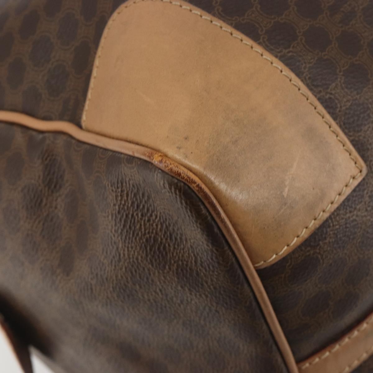 Celine Vintage Macadam Boston Canvas, Brown, PVC, Handbag