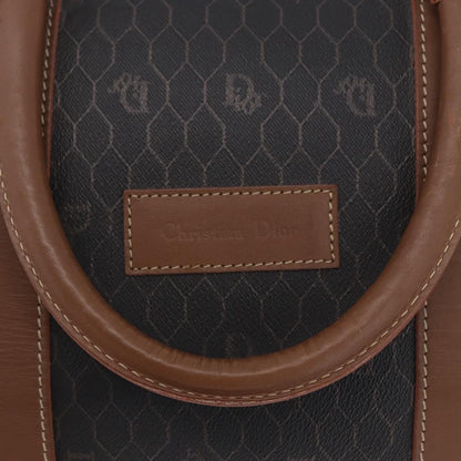 Christian Dior Vintage Honeycomb Boston Canvas and Leather, Black, Canvas, Travel Bag