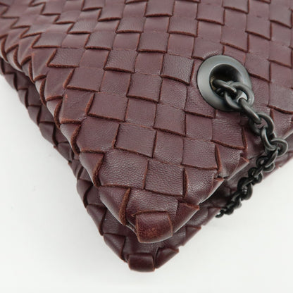 Bottega Veneta Double Chain Intrecciato Nappa, Burgundy, Leather, Tote Bag