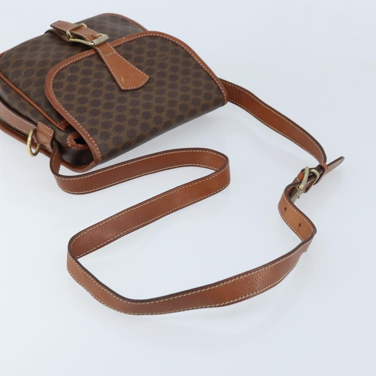 Celine Vintage Macadam Canvas and Leather, Brown, PVC, Shoulder Bag