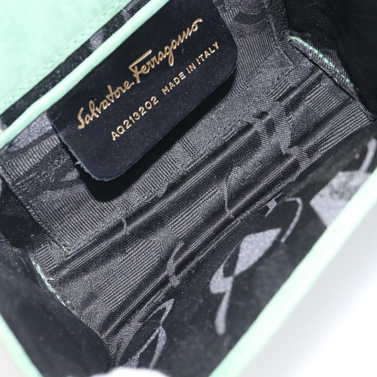 Salvatore Ferragamo Vala Chain Suede, Green, Suede, Shoulder Bag