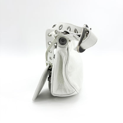 Balenciaga Le Cagole Giant Spikes Leather, White, Leather, Shoulder Bag